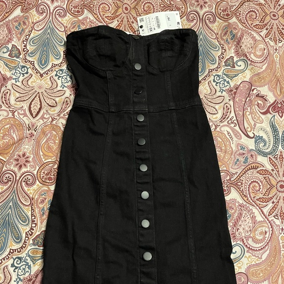 NWT Zara dark denim bustier button front dress size XS - Picture 3 of 9